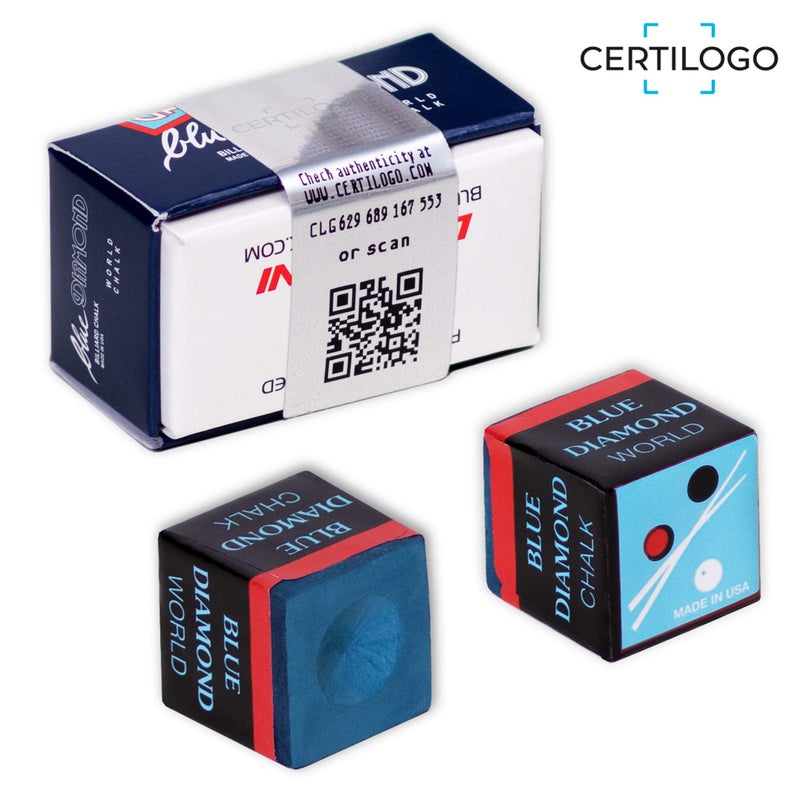 Longoni Blue Diamond Billiard Chalk w/Certilogo Protection 2 pcs - Image 2